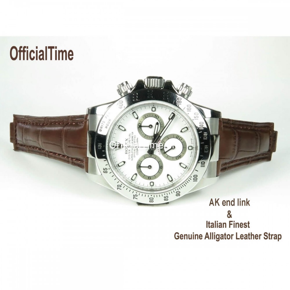 Rolex Daytona Style OfficialTime Genuine Alligator Leather Strap