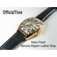 Franck Muller Style : Double-sided Genuine Alligator Leather Strap (4 color)