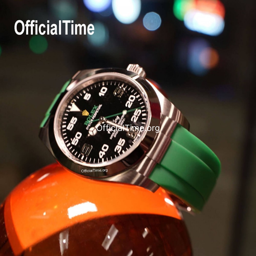 Rolex air king 2025 green rubber strap