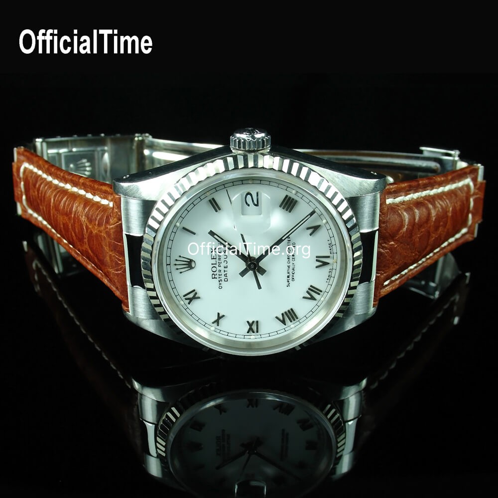 Rolex oyster with leather strap top