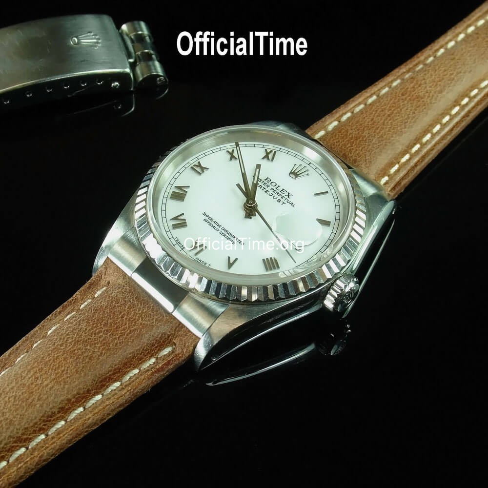 Rolex datejust leather strap sales