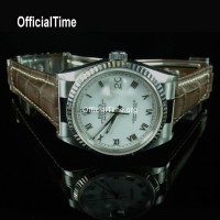 Rolex Datejust Style - Calf Leather with Alligator Grain Strap (3 color)