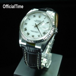 Rolex Datejust Style - Calf Leather with Alligator Grain Strap (3 color)