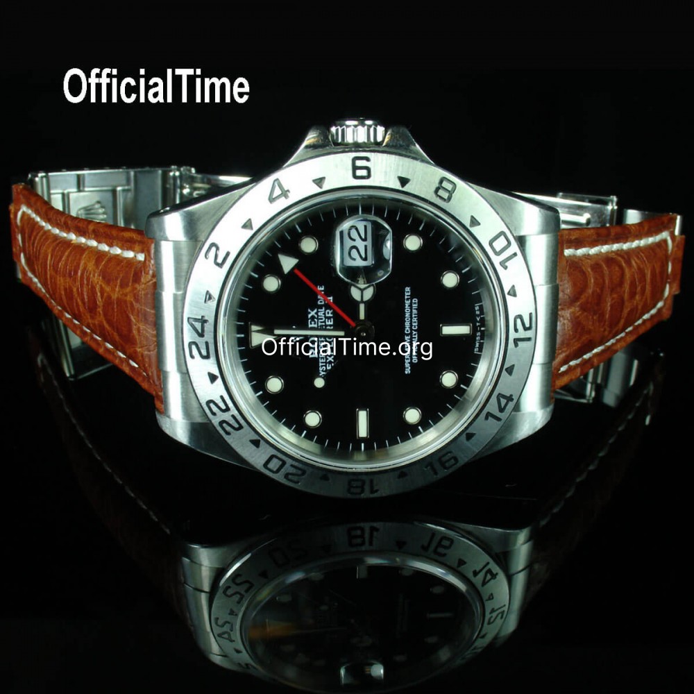 Leather strap rolex explorer sale