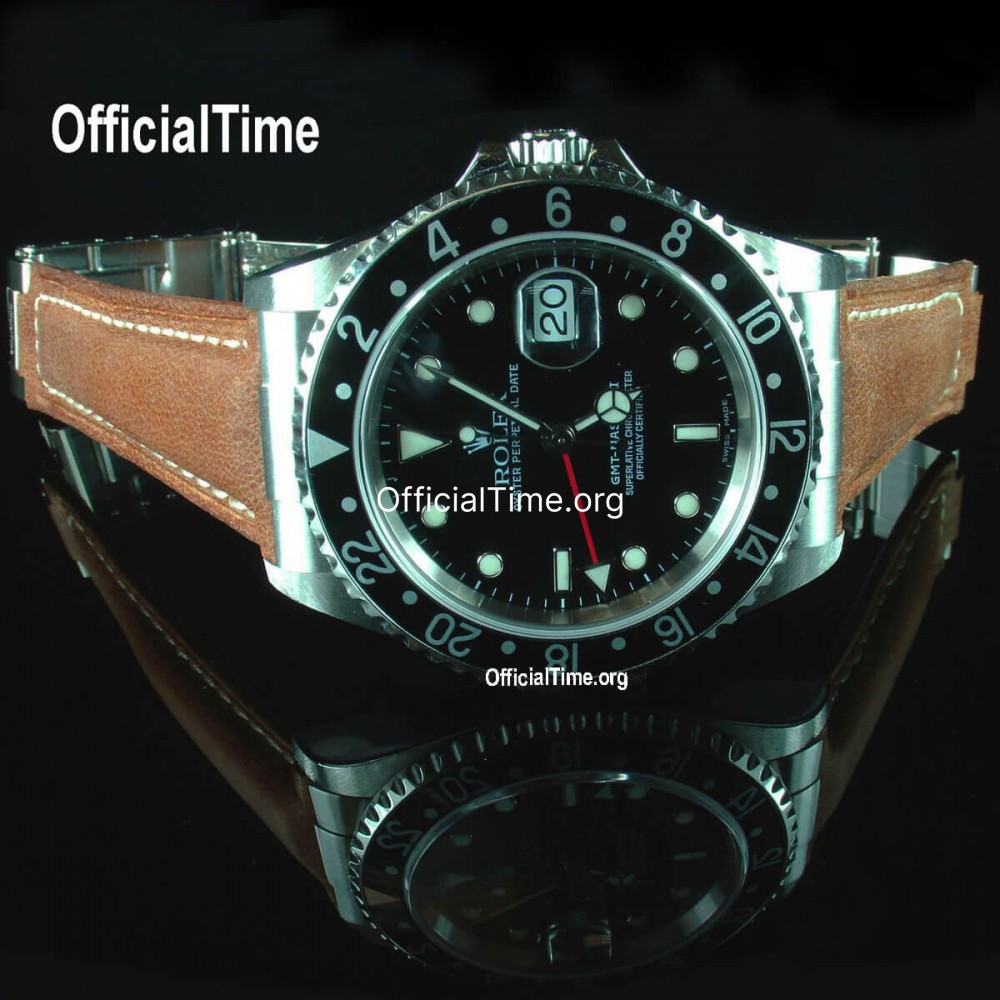 Rolex gmt on leather strap on sale