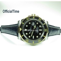 Rolex Submariner Style - Calf Leather with Alligator Grain Strap (3 color)