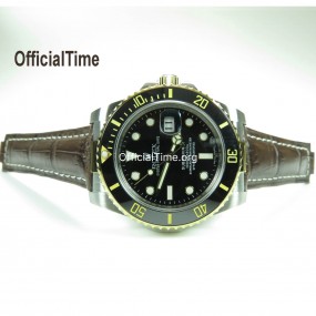 Rolex Submariner Style - Calf Leather with Alligator Grain Strap (3 color)