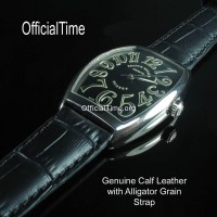 Franck Muller Style : Genuine Calf Leather with Alligator Grain Strap (5 color)