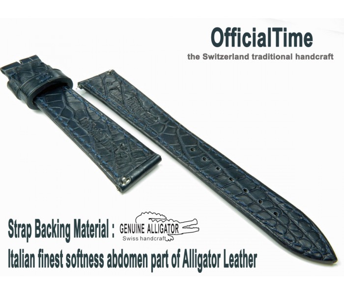 19/16mm Double-sided Genuine Alligator Leather Strap (4 colors)
