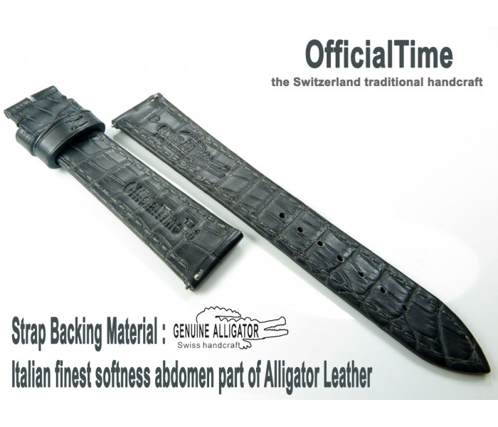 19/16mm Double-sided Genuine Alligator Leather Strap (4 colors)