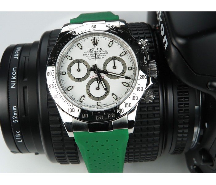 rolex daytona white rubber strap