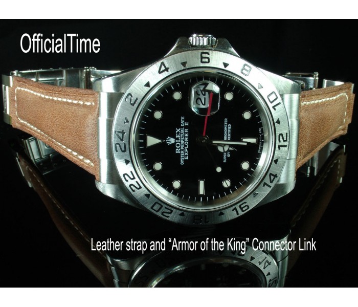 Rolex Explorer II #16570 Style - 20/16mm Vintage Bull Leather Strap (4 ...